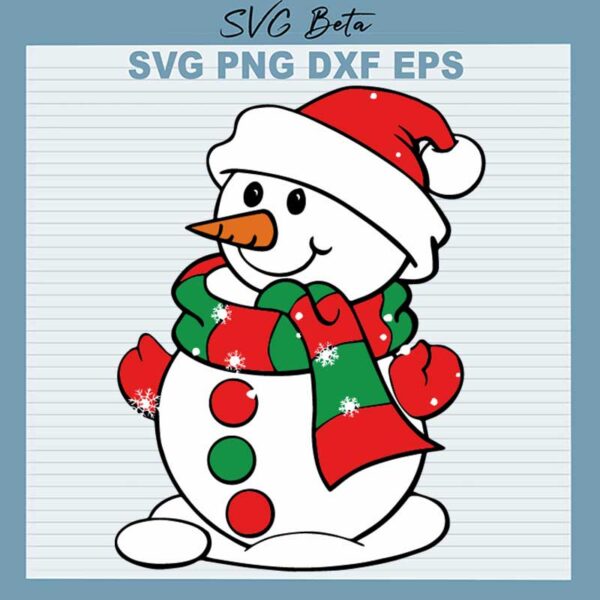 Snowman With Santa Hat SVG