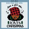 Black girl who loves Christmas svg