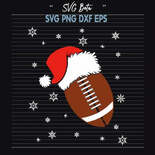 Football With Santa Hat Svg