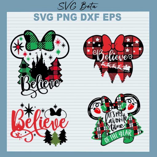 Christmas Mickey Minnie Ears Wonderful Time Of The Year Svg