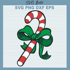 Christmas Candy Cane SVG, Candy Canes SVG, Candy Cane With Bow SVG PNG ...