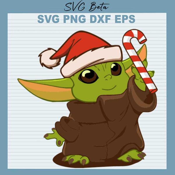 Christmas Baby Yoda With Candy Cane SVG