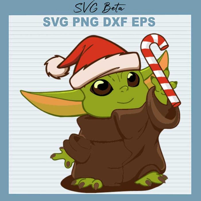 Christmas Baby Yoda With Candy Cane SVG