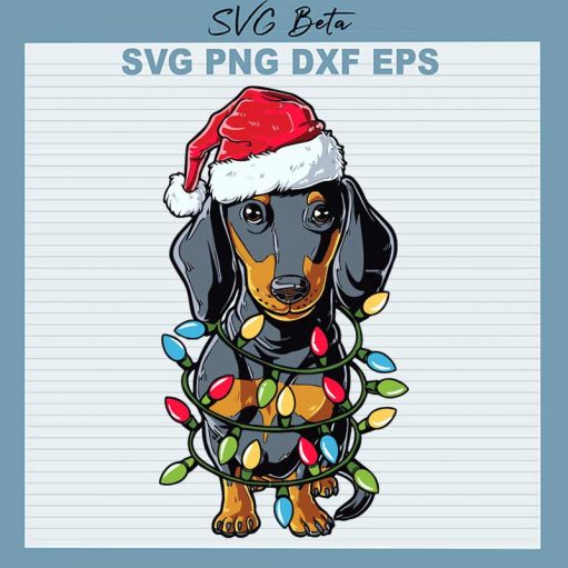 Dachshund Dog With Christmas Light Svg