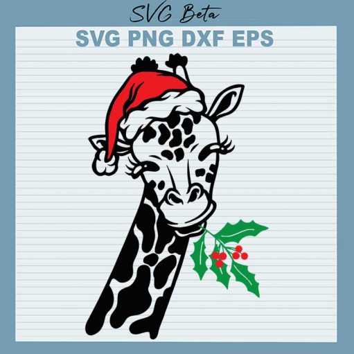 Christmas Giraffe Santa Hat SVG