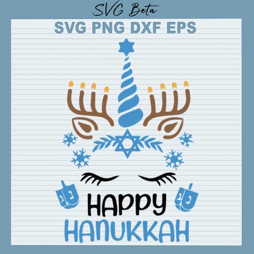 Happy Hanukkah Unicorn SVG