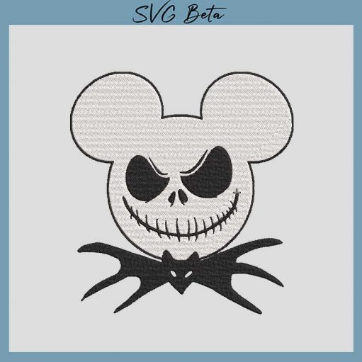 Jack skellington mickey head embroidery design