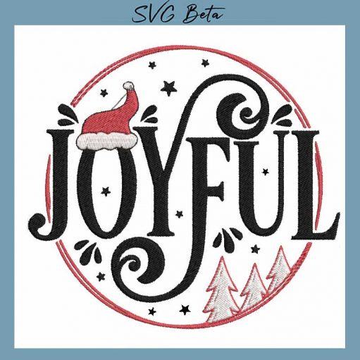 Joyful christmas embroidery deisgn