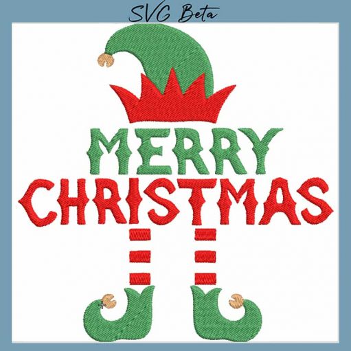 merry christmas elf embroidery design