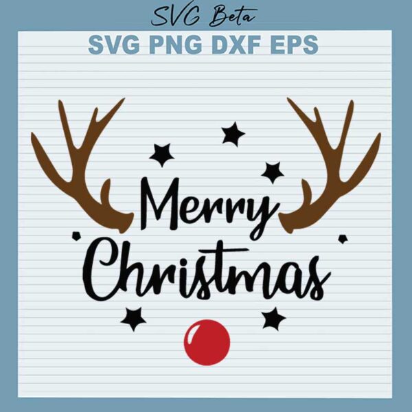 Merry Christmas Deer Antler SVG