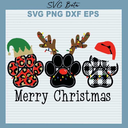 Merry Christmas Dog Paw SVG