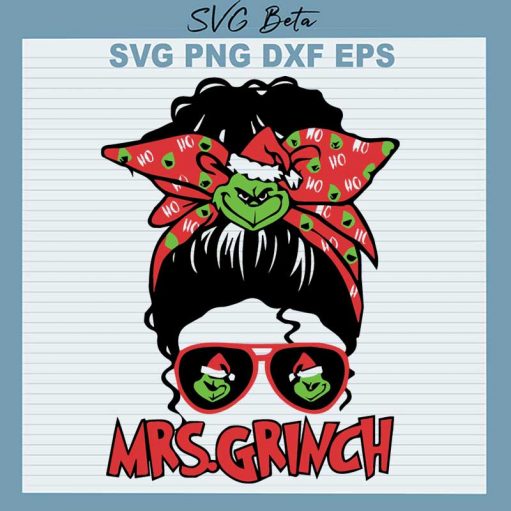 Mrs Grinch Messy Bun SVG, Mrs Grinch SVG, Christmas Grinch SVG, Messy Bun Grinch SVG