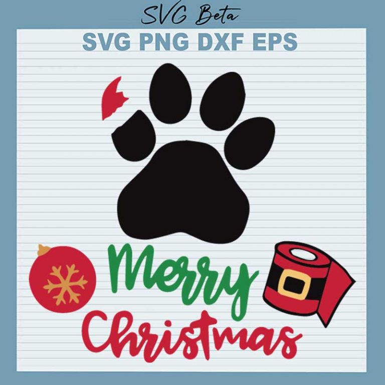 Merry Christmas Paw SVG, Santa Paw SVG, Dog Paw SVG PNG DXF Cut File