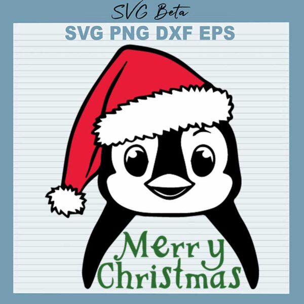 Penguin With Santa Hat Christmas SVG