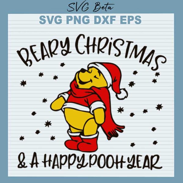 Beady Christmas And Happy Pooh Year SVG