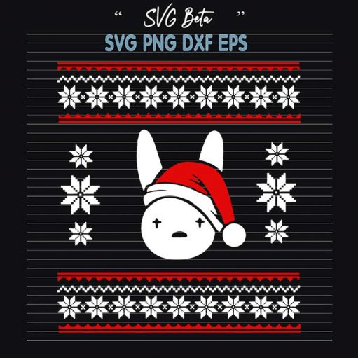 Rabbit Santa Ugly Sweater SVG, Christmas Bad Bunny Ugly Sweater SVG, Merry Christmas Bad Bunny SVG Cut File PNG DXF