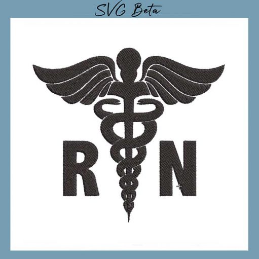 Nurse logo RN embroidery design