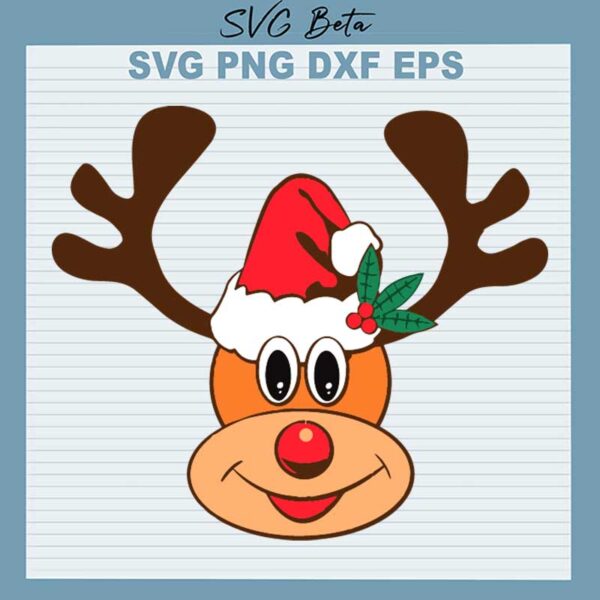 Rudolph With Christmas Hat SVG