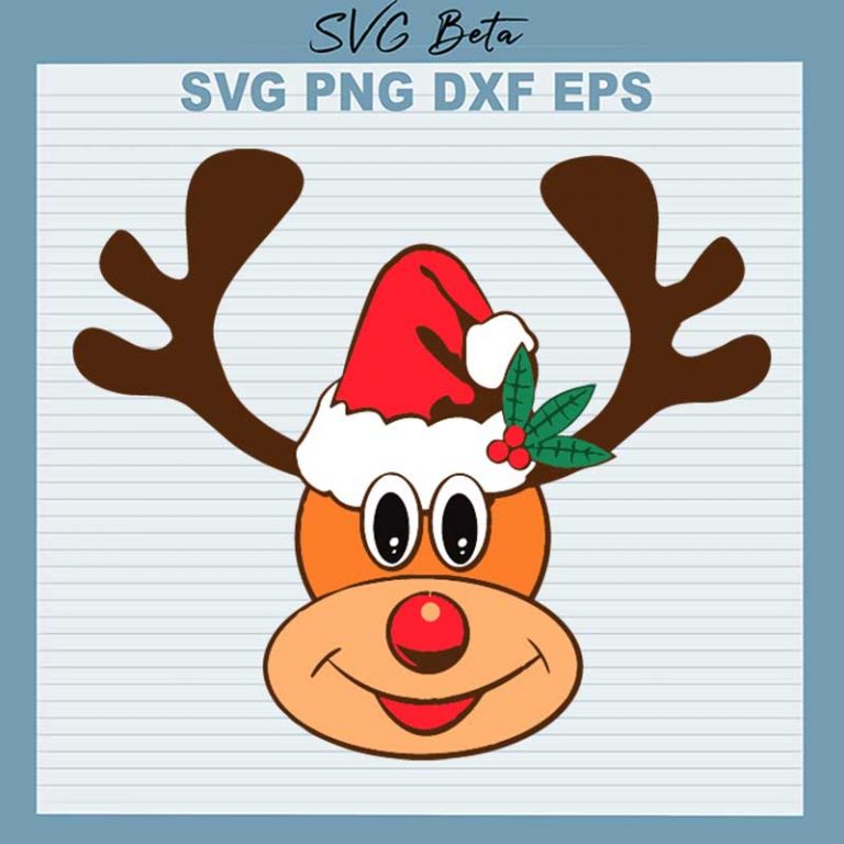 Rudolph With Christmas Hat SVG, Rudolph Christmas SVG, Santa Christmas ...