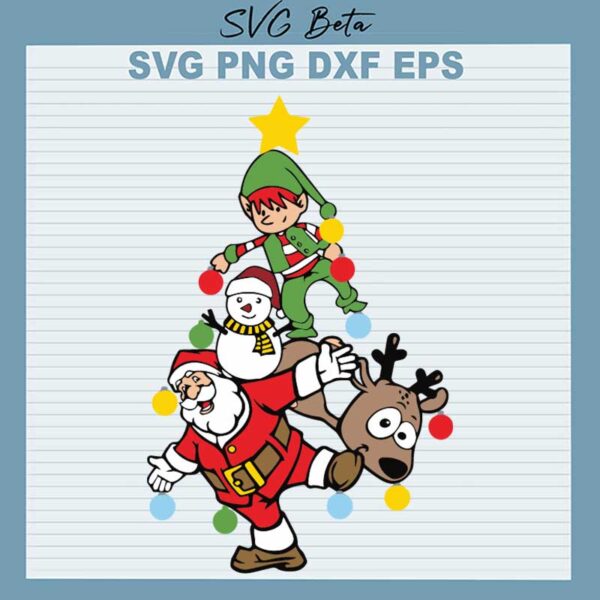 Santa Snowman Elf Christmas Tree SVG