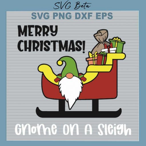 Merry Christmas Gnome On A Sleigh SVG