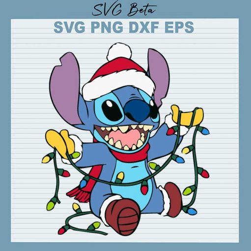 Santa Stitch With Christmas Light SVG, Stitch With Christmas Light SVG, Santa Stitch Christmas SVG, Disney Stitch SVG