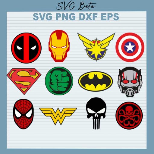 Marvel superheroes logo SVG, spiderman SVG, iron man SVG PNG DXF Cut File