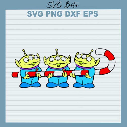 Toy Story Aliens Candy Cane Svg