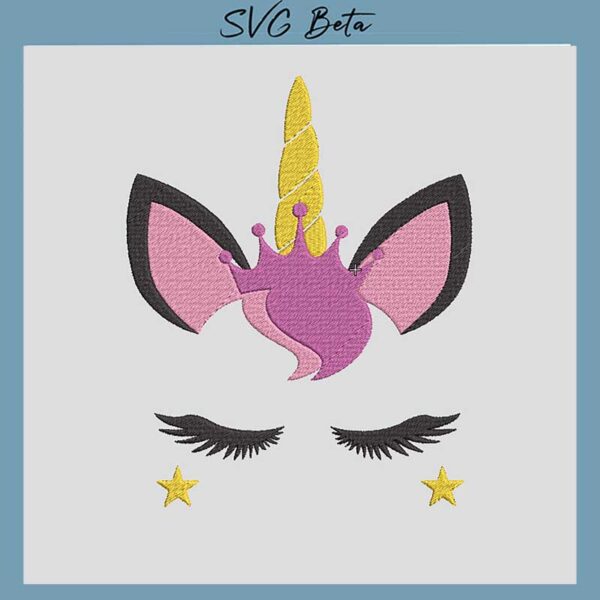 unicorn face embroidery design