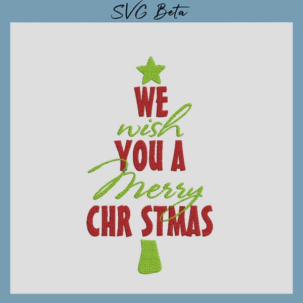 we wish you a merry christmas embroidery design
