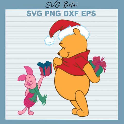 Winnie The Pooh And Piglet Christmas SVG, Christmas The Pooh And Piglet SVG, Santa The Pooh SVG PNG DXF Cut File