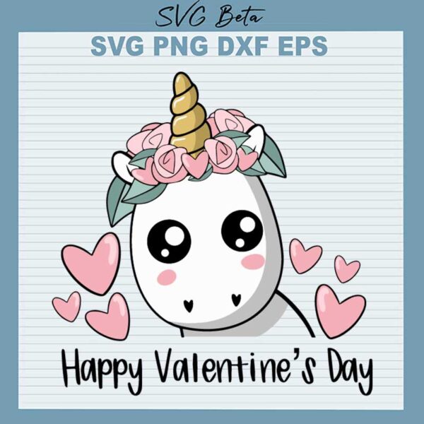 Unicorn Happy Valentine's Day SVG