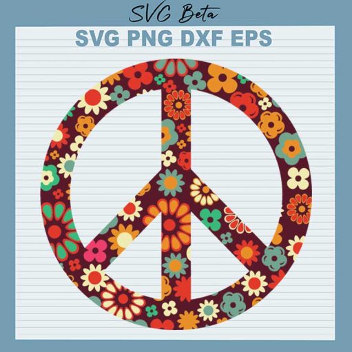 Floral Peace SVG, Peace Logo SVG, Flower Peace SVG PNG DXF Cut File