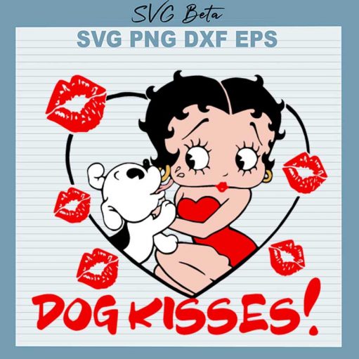 Betty Boop Heart Dog Kisses SVG, Valentine Betty Boop SVG, Dog Kisses SVG PNG DXF Cut File