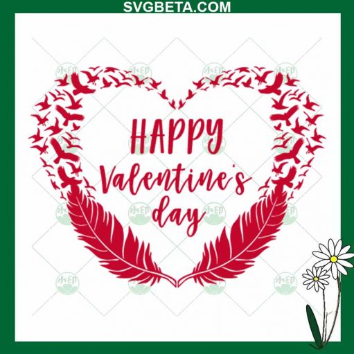 Happy Valentines Day Feather SVG