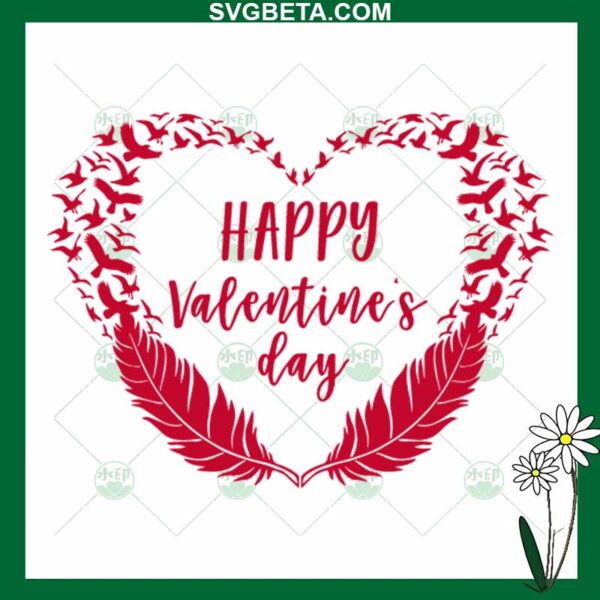 Happy Valentines Day Feather SVG