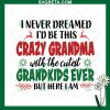 I Never Dreamed I'd Be This Crazy Grandma With The Cutest Grandkids Ever But Here I Am SVG