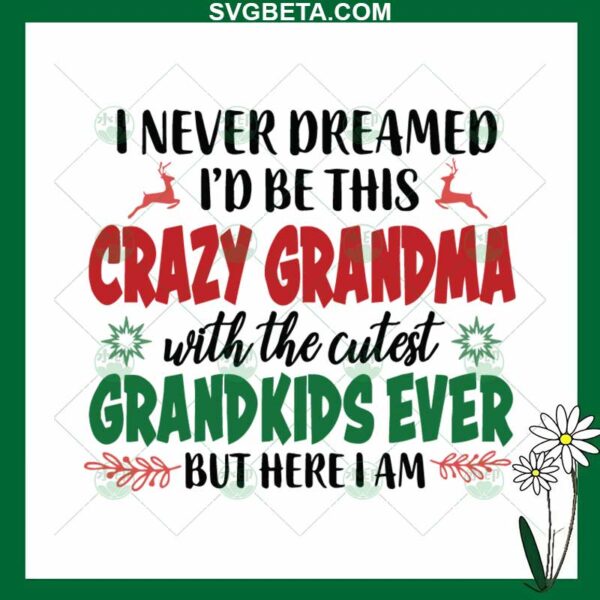 I Never Dreamed I'd Be This Crazy Grandma With The Cutest Grandkids Ever But Here I Am SVG