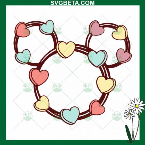 Valentine Mickey Ears SVG, Mickey Ears With Heart SVG, Disney Valentine SVG PNG DXF