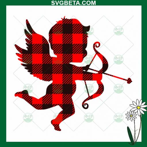 Baby Valentine Cupid SVG, Buffalo Plaid Cupid SVG, Funny Valentine SVG PNG DXF cut file for cricut