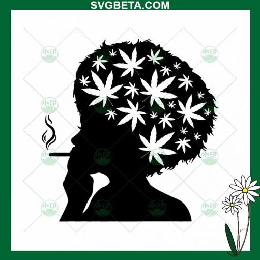 Afro Girl Smoking Weed Svg