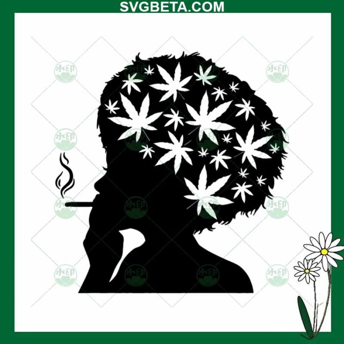 Afro Girl Smoking Weed SVG