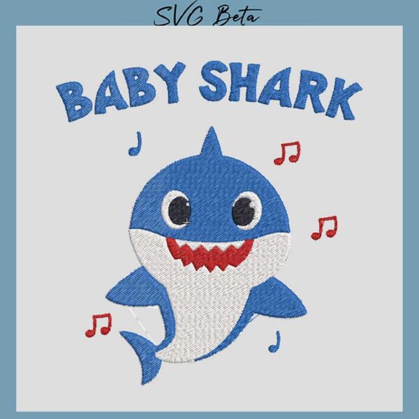 baby shark embroidery design