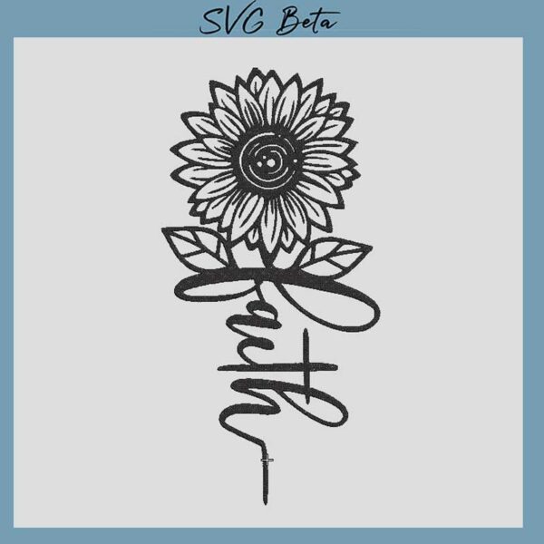 faith sunflower embroidery deisgn