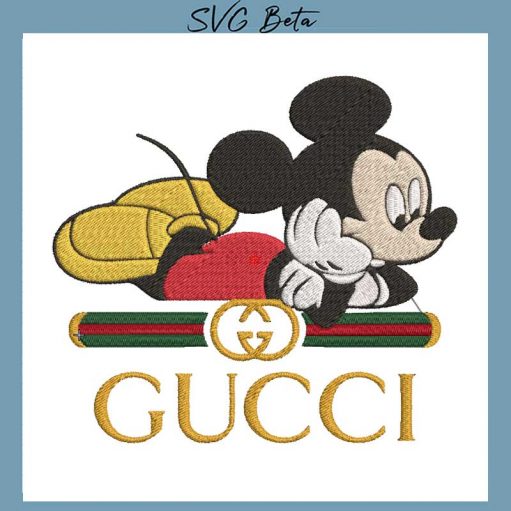 mickey gucci logo embroidery design