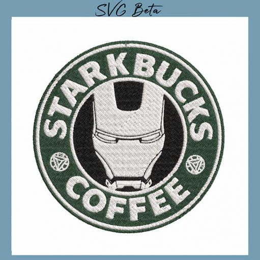 Iron Man Starkbucks Coffee Embroidery Design