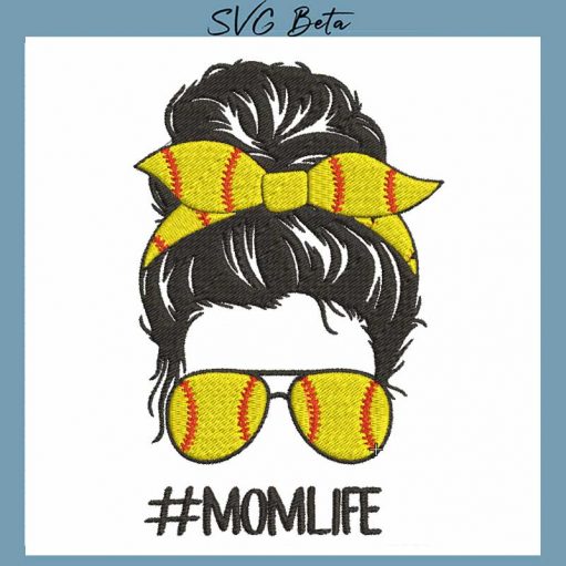 Momlife Softball Embroidery Design