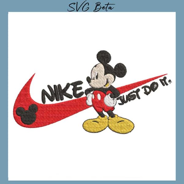 mickey nike logo embroidery design