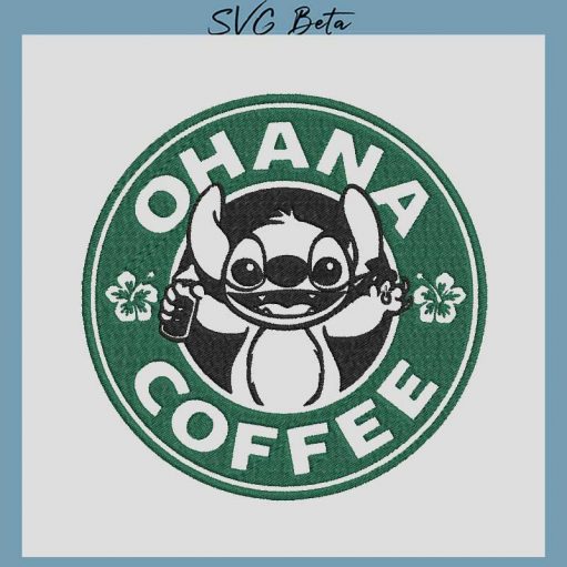 ohana stitch coffee embroidery design