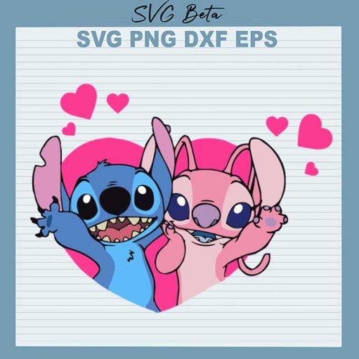 Lilo Stitch Valentine SVG, Stitch And Angle Valentine SVG, Stitch Heart ...